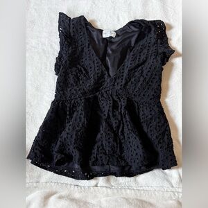 Chic Black Eyelet Blouse